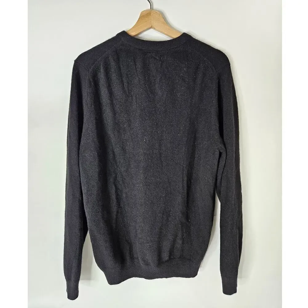John W Nordstrom Mens Size L Black Cashmere V Neck Sweater Pullover Knit Luxe